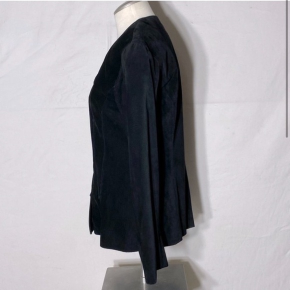 Vintage Danier Black Suede Button Front Light Jacket 90s Blazer S - Picture 3 of 13